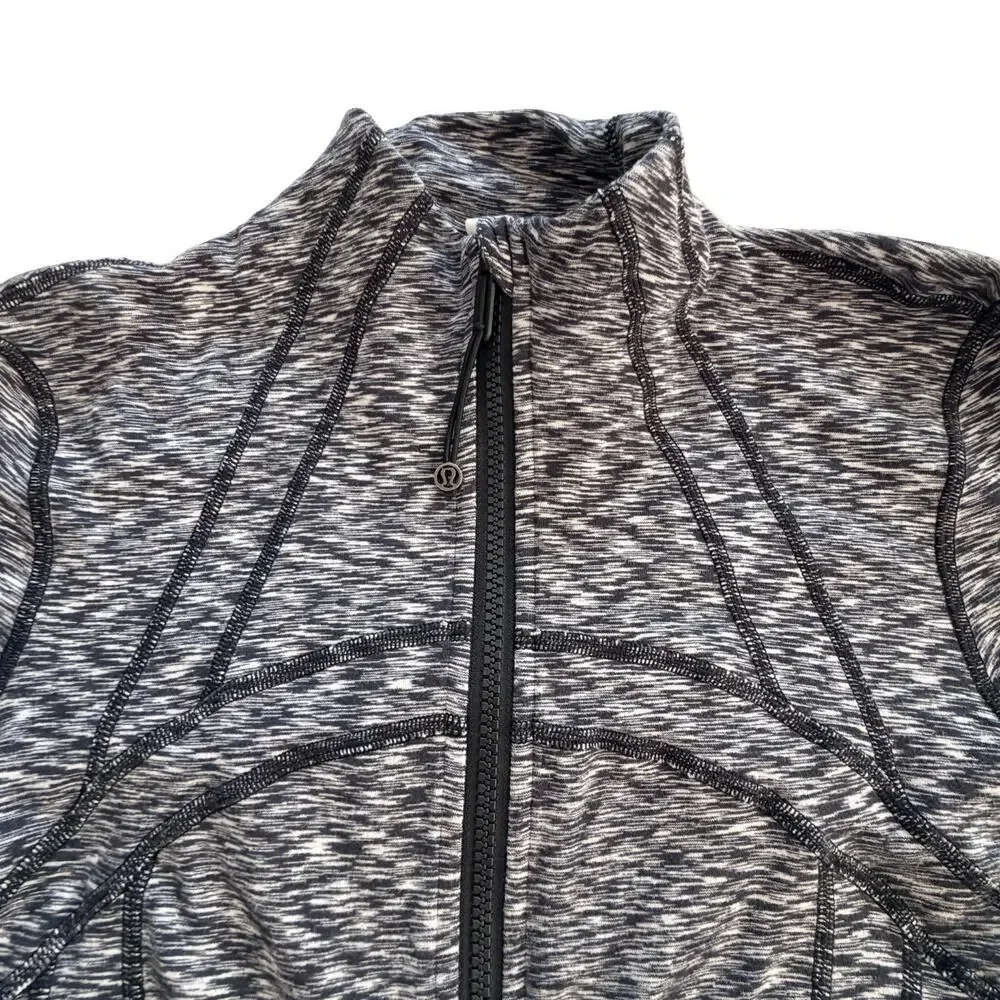Lululemon Womens Zip Define Jacket *Rulu Space Dye Black White Sz 6 EUC